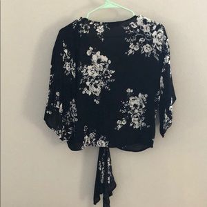 Tops - Women’s Floral Tie Blouse Tops - Women’s Floral Tie Blouse